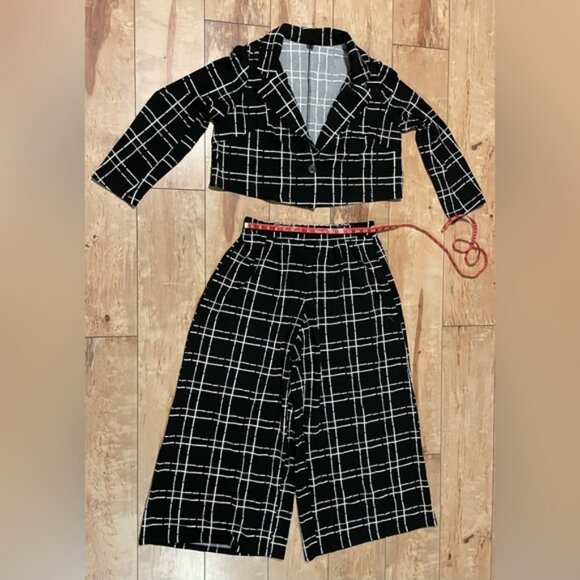 NEW 0 XL SHEIN LUNE Plus Plaid Print Blazer & Wide Leg Pants - Picture 6 of 11